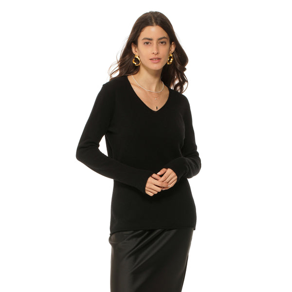 Women's black v sale neck cashmere sweater