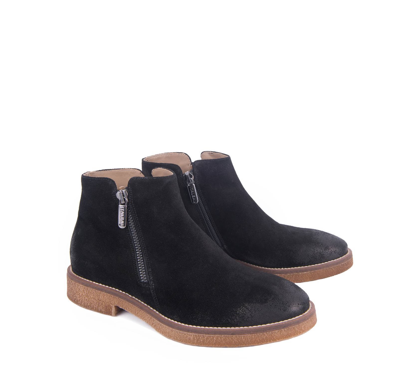 Foliana Black Suede Booties | Waterproof Booties Made in Italy - Italeau Nuova