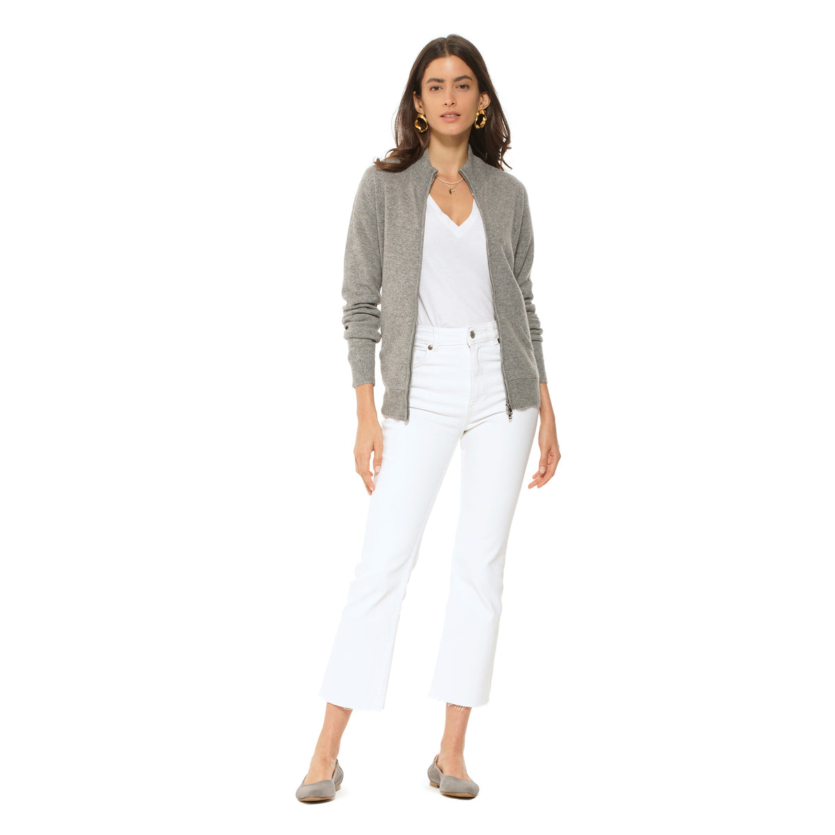 Women's Cashmere Zip Cardigan