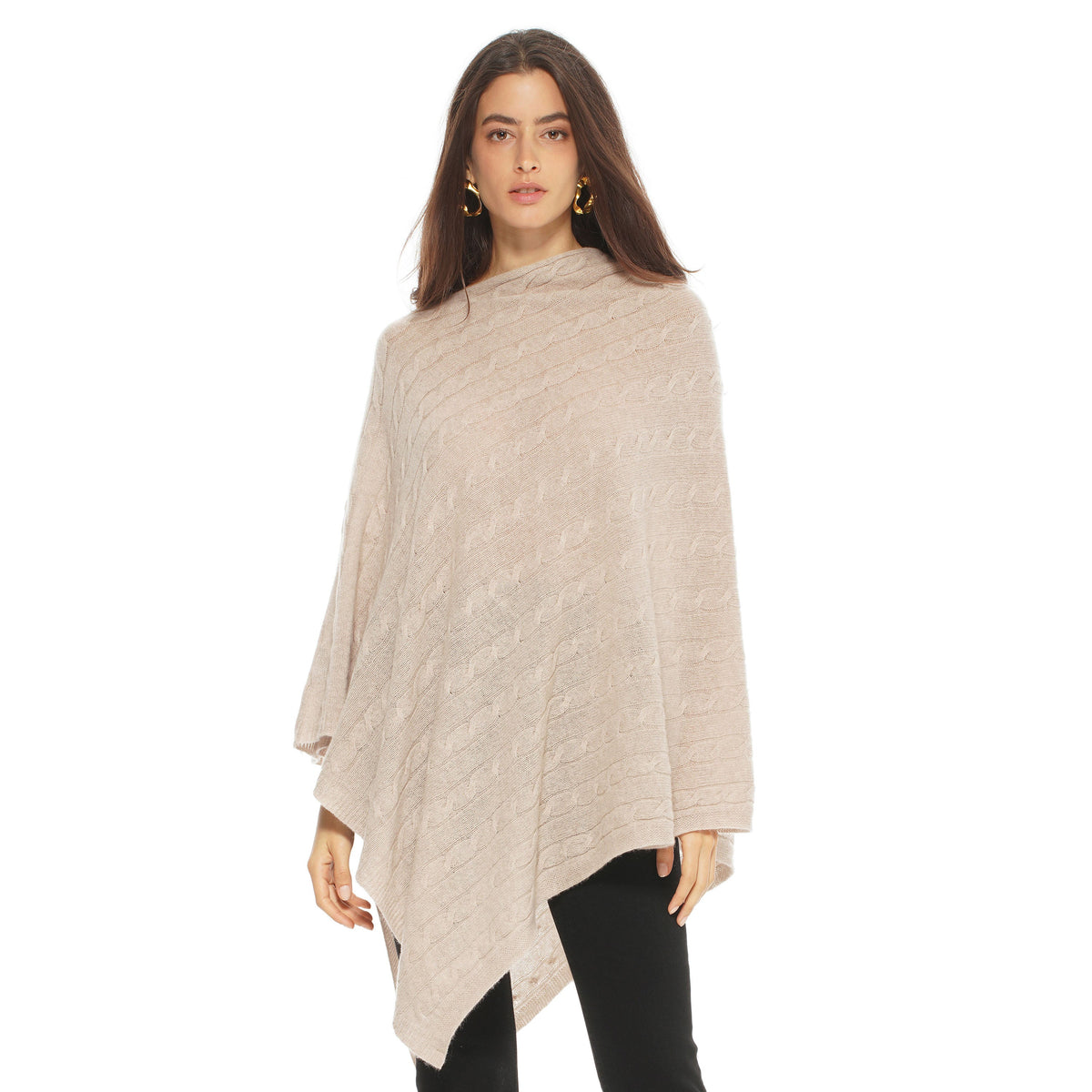 Pure Cashmere Cable Knit Poncho