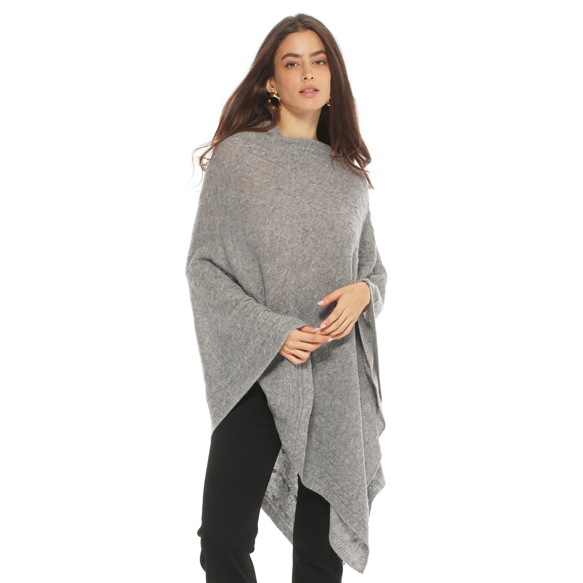 Women's Cashmere Poncho, Women's Cable Knit