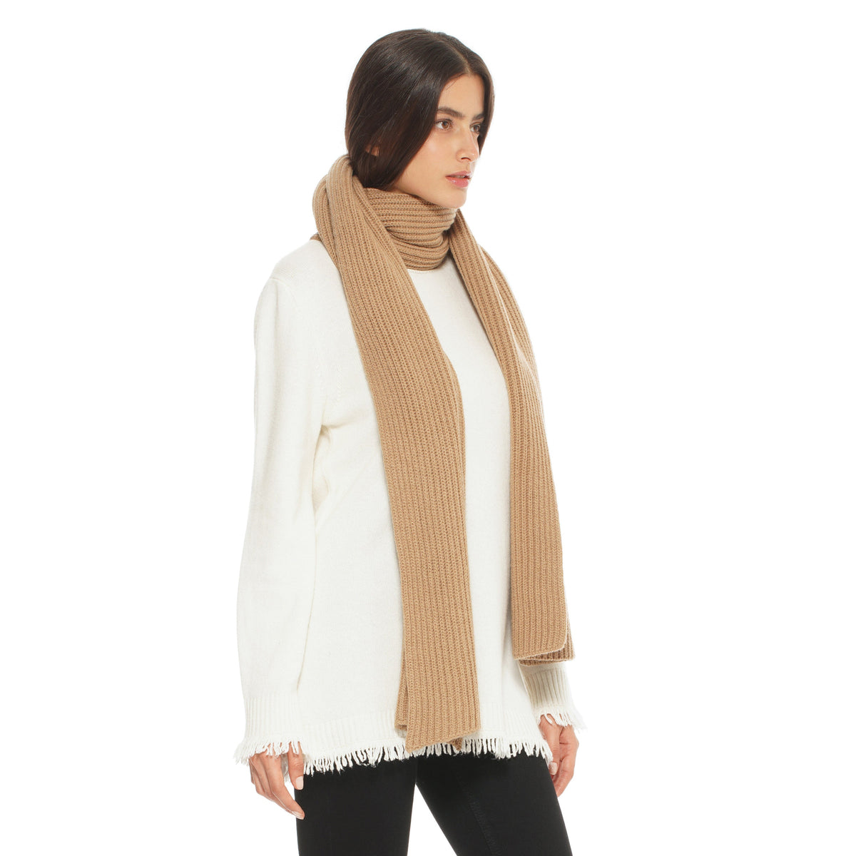 Cashmere &amp; Wool Chunky Ribbed Scarf