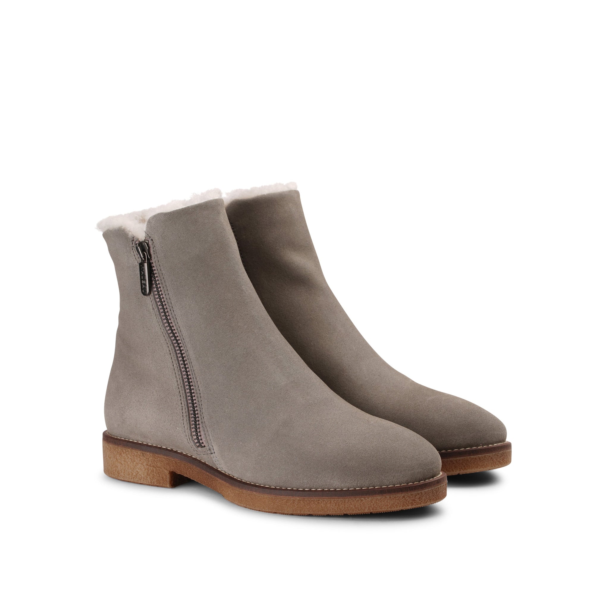Grey suede online flat ankle boots