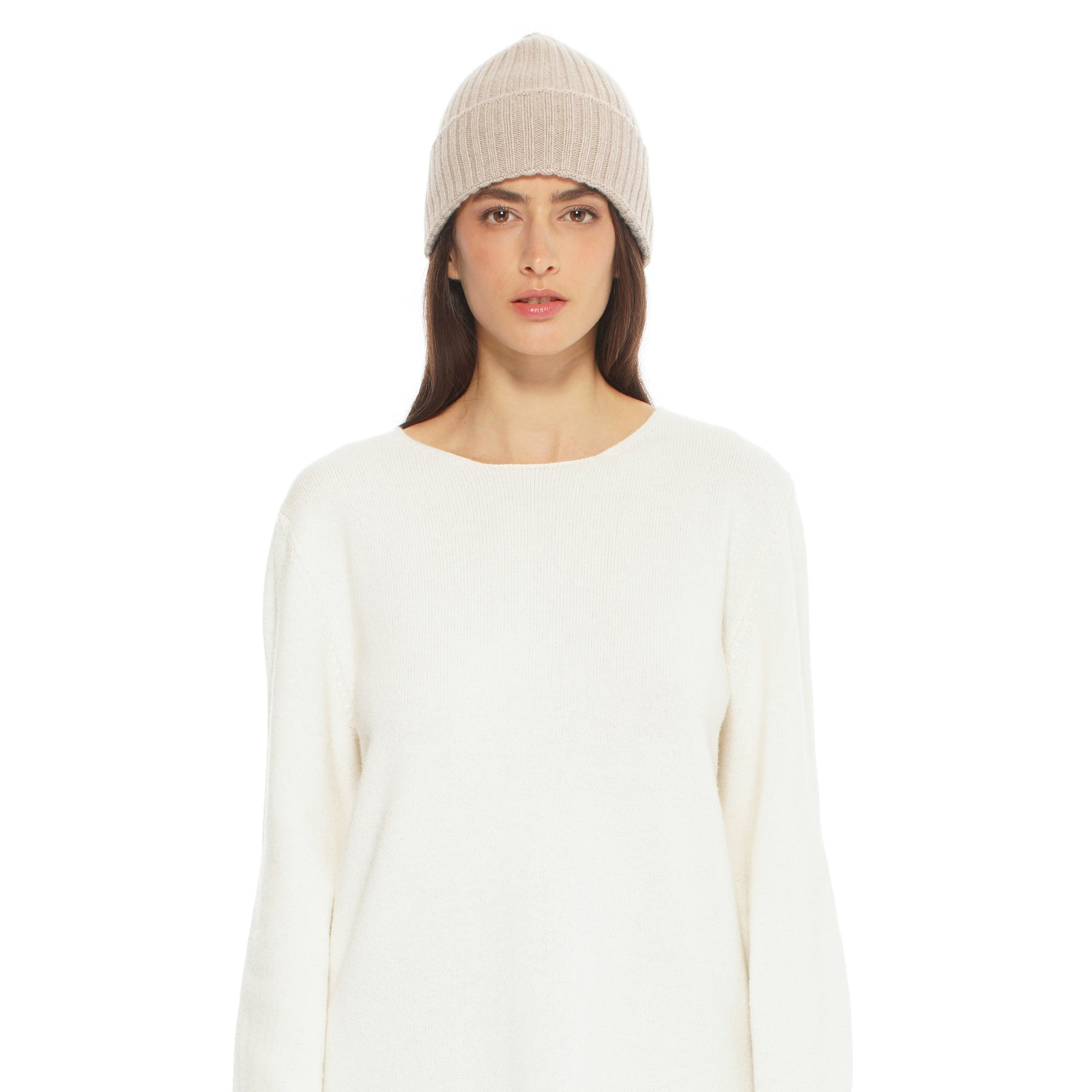 Pure Cashmere Ribbed Hat