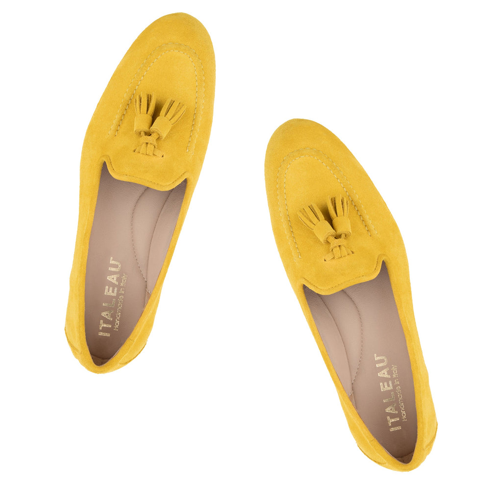 Yellow Loafers with White Lettering Women main image 3