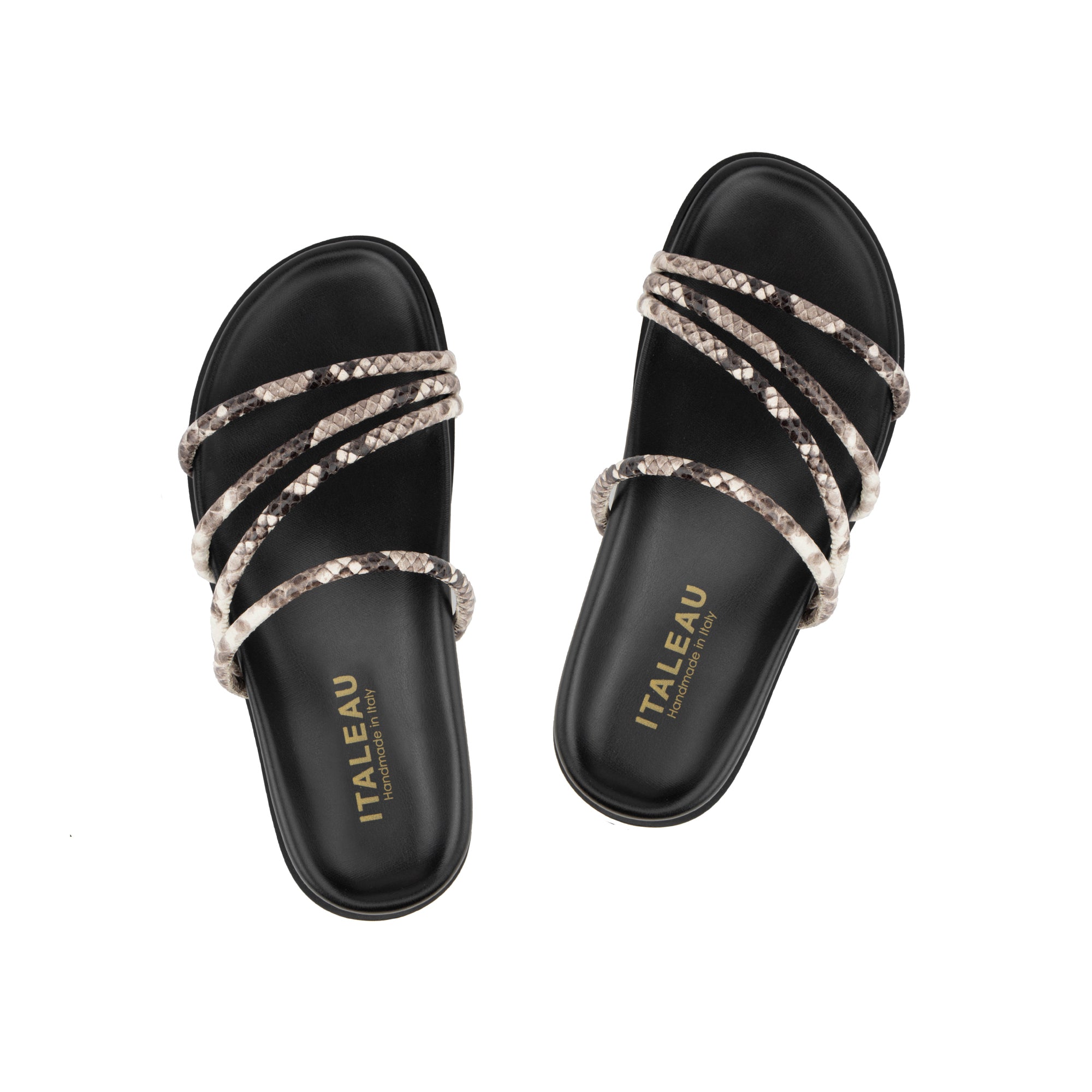 Italeau – Sandals – Milena Slides – Embossed Snake – Made in Italy