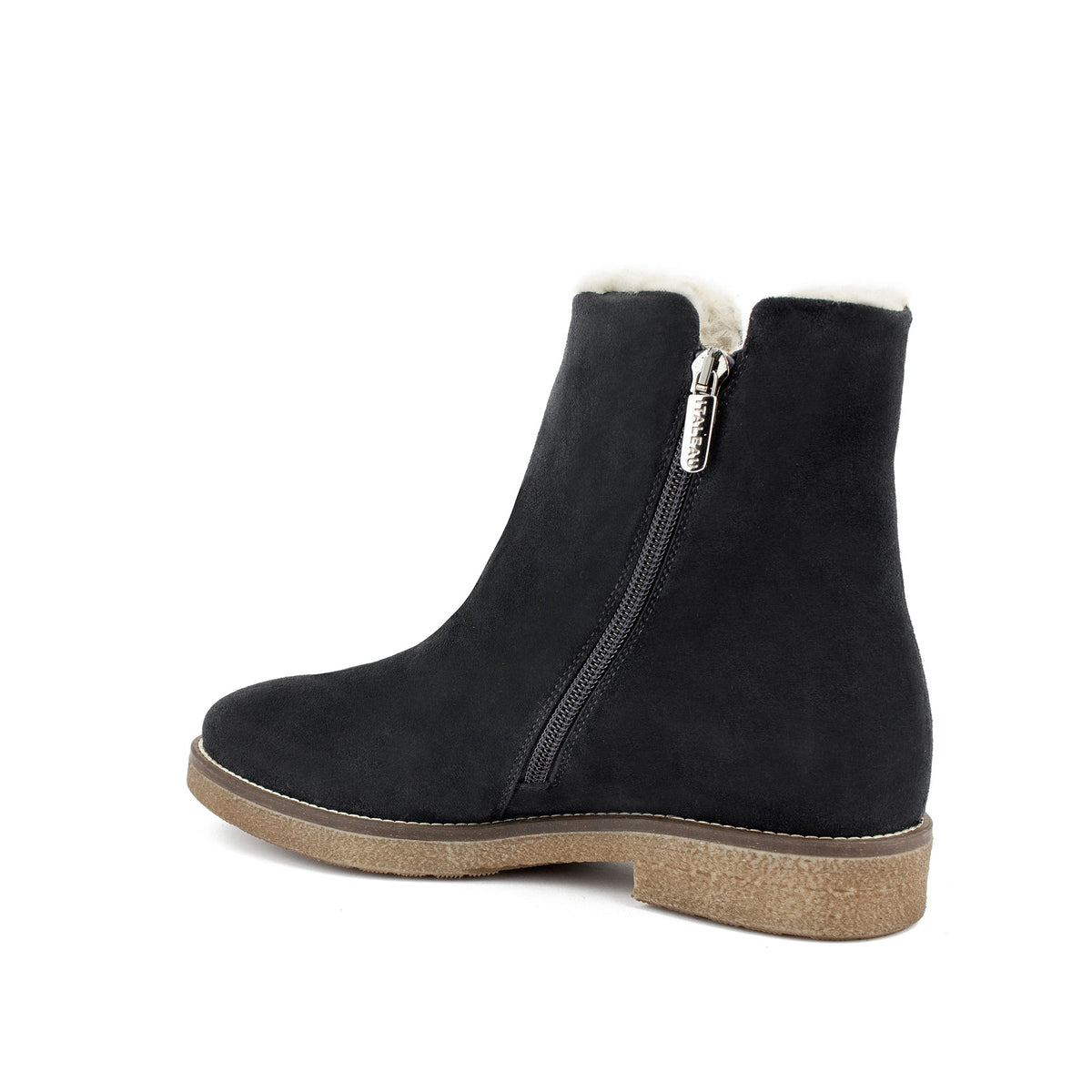 Italeau Fiorella booties are winter-weather ready, lined in real shearling and made in Italy